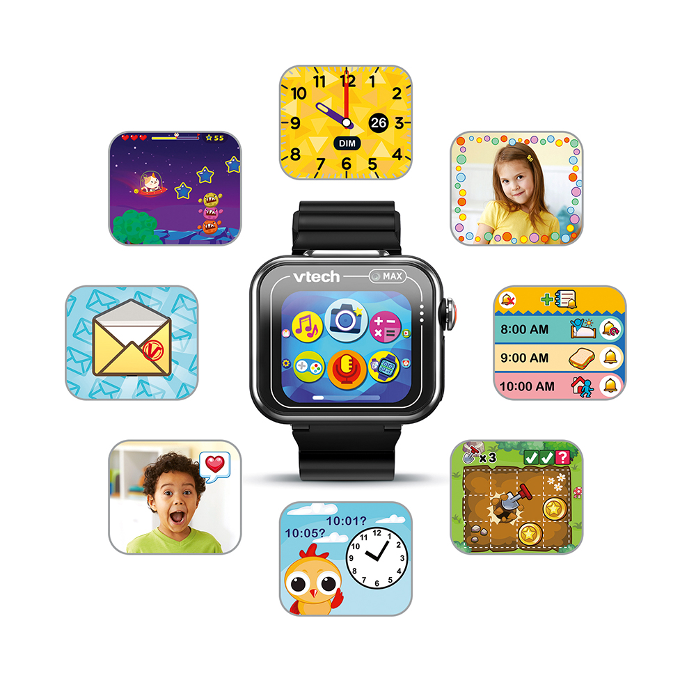 VTech - Kidizoom Smartwatch MAX negro, Reloj inteligente para niños +4 años