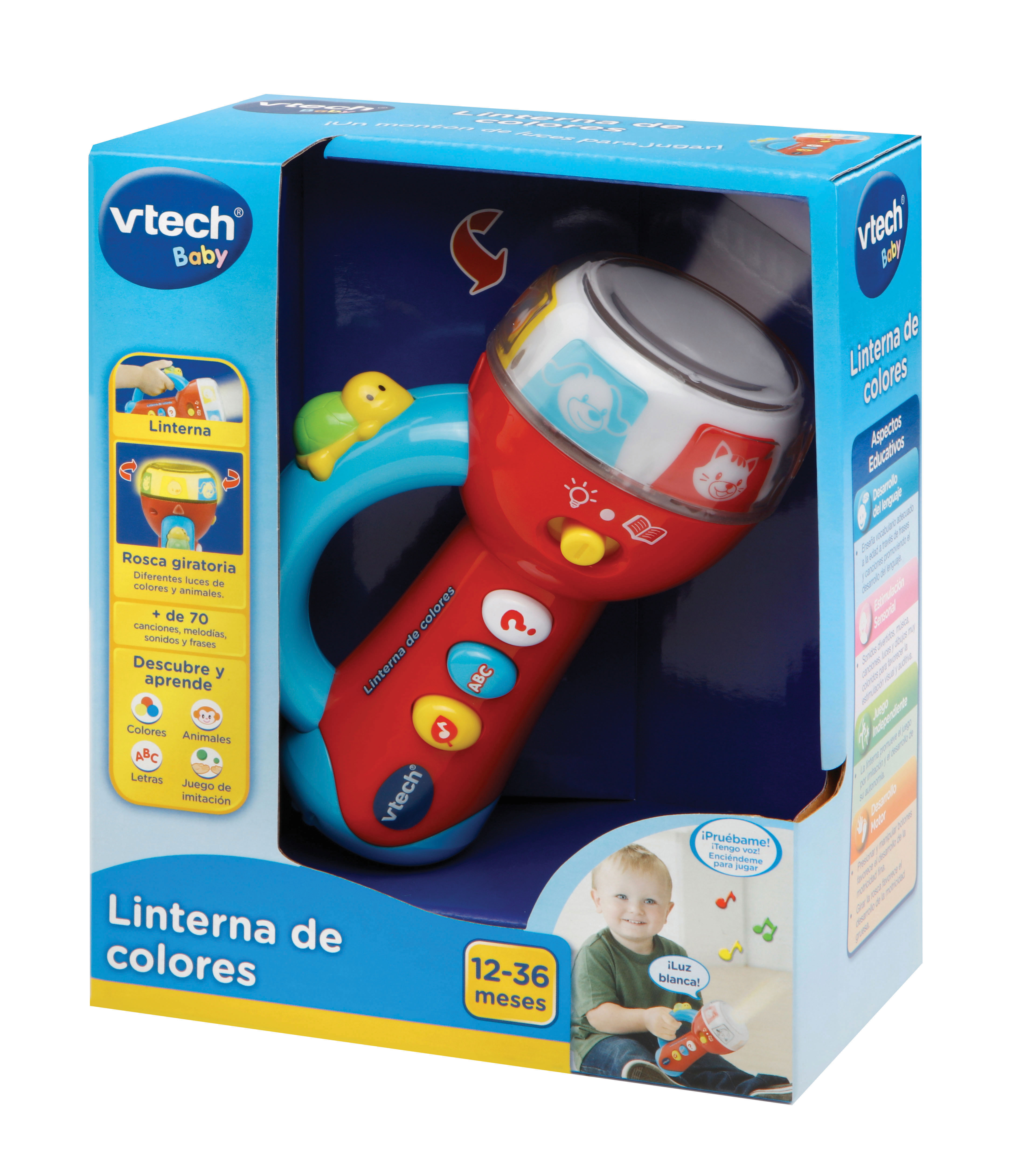 VTech - Linterna de colores, Juguetes 1-3 años, Juguetes Primera infancia,  Bolas y cubos de actividades