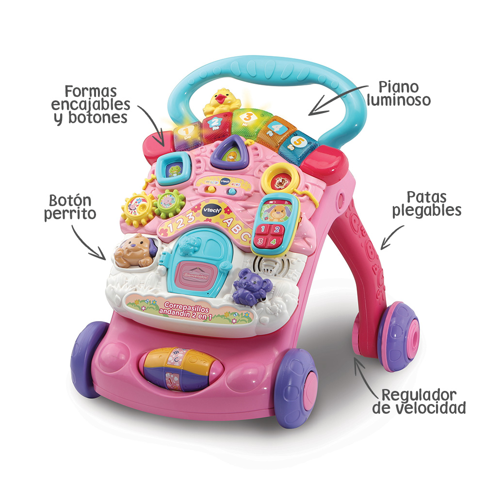 VTech - Correpasillos andandín 2 en 1 rosa, Juguetes 1-3 años, Juguetes  Primera infancia, Andadores y correpasillos