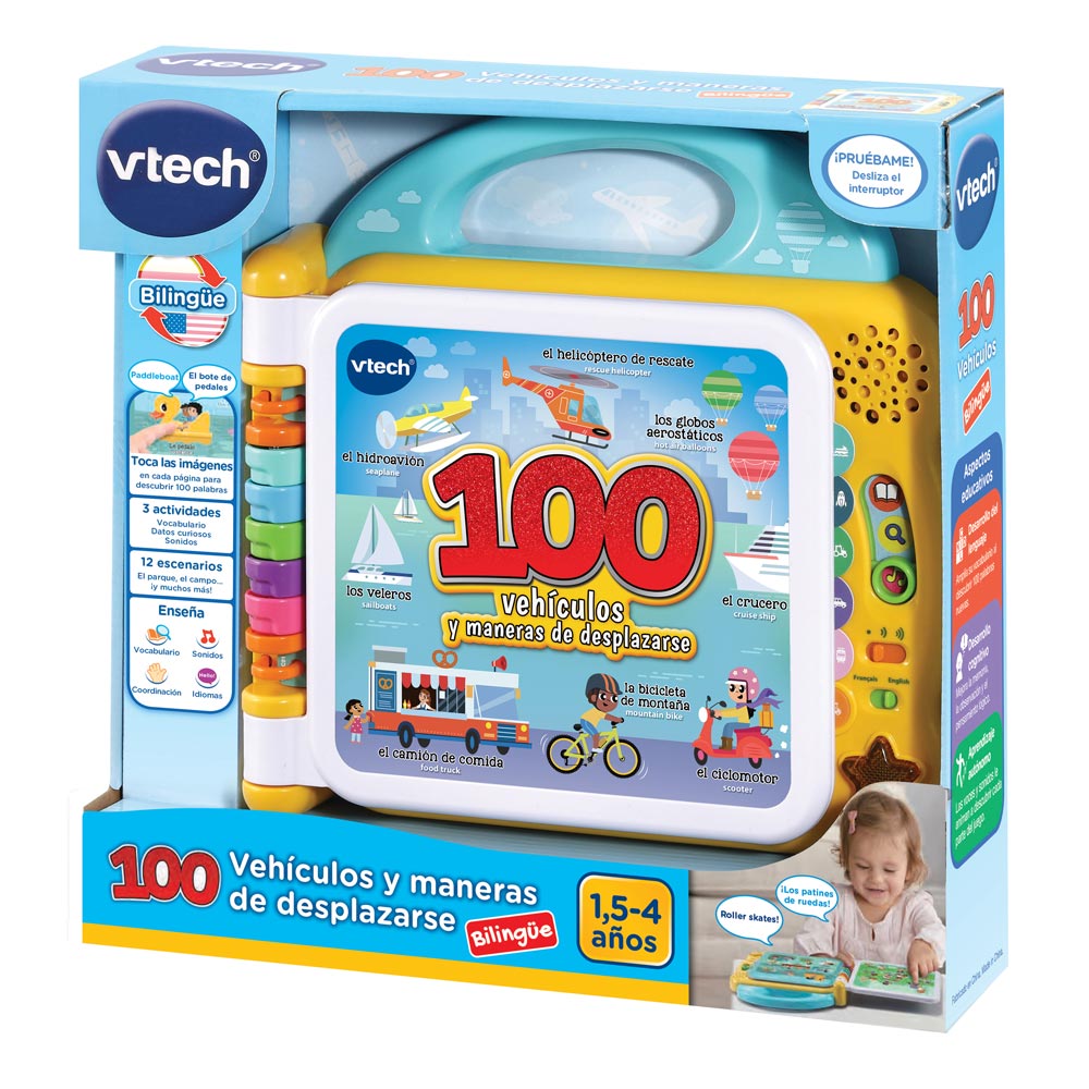 VTech, Mis primeras 100 palabras bilingüe 100 vehículos y maneras de  desplazarse, libros interactivos para niños +1 año