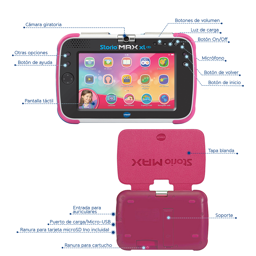 VTech - Storio Max XL 7 rosa, tableta educativa multifunción