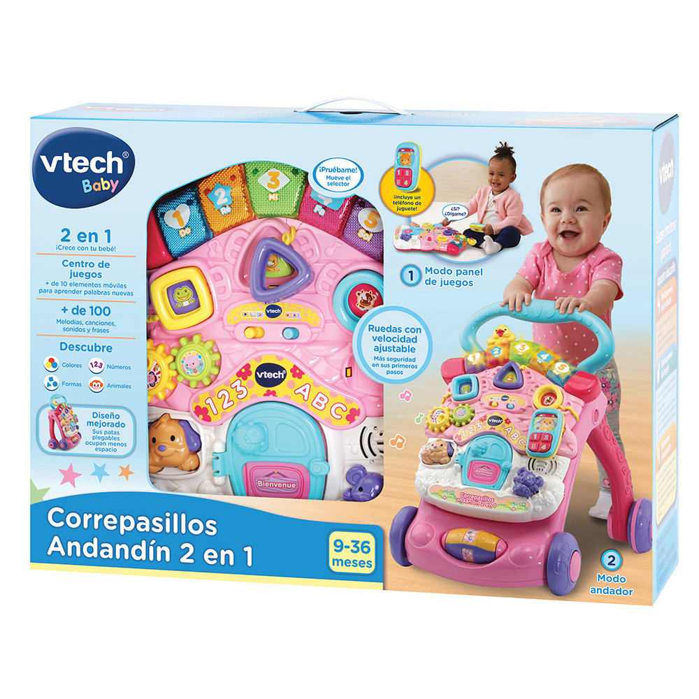 VTech - Correpasillos andandín 2 en 1 rosa, Juguetes 1-3 años