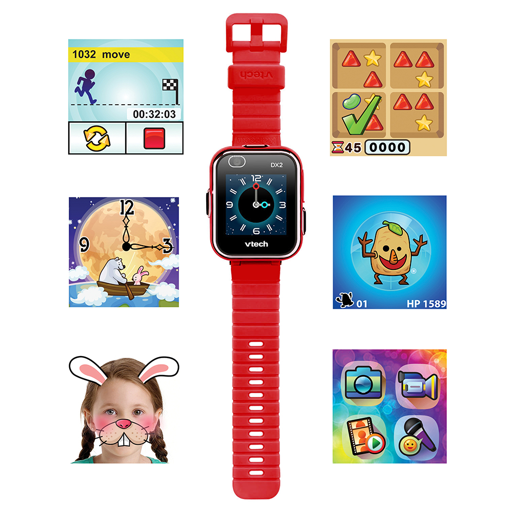 VTech - Kidizoom Smartwatch DX2 color rojo, Reloj inteligente para niños