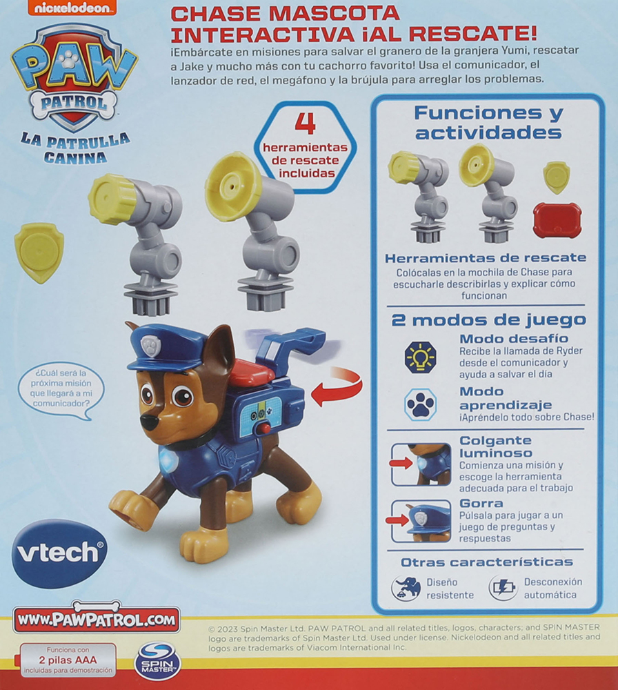 VTech - Chase mascota interactiva ¡Al rescate! Patrulla Canina, Juguete  para niños +3 años