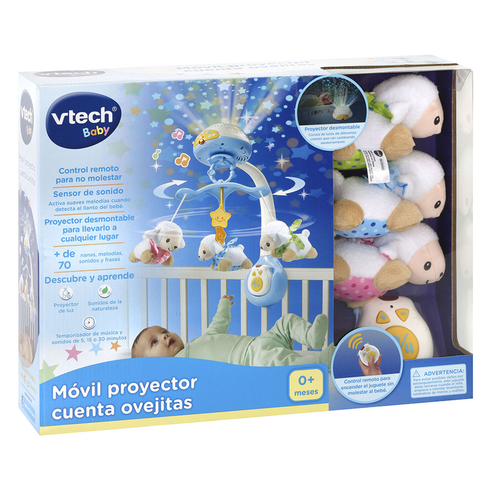 Movil Musical Cuna Bebe Con Proyector Y Control Remoto