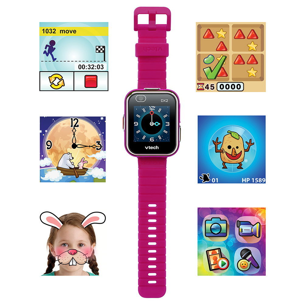 VTech - Kidizoom Smartwatch DX2 color frambuesa, Reloj inteligente para  niños