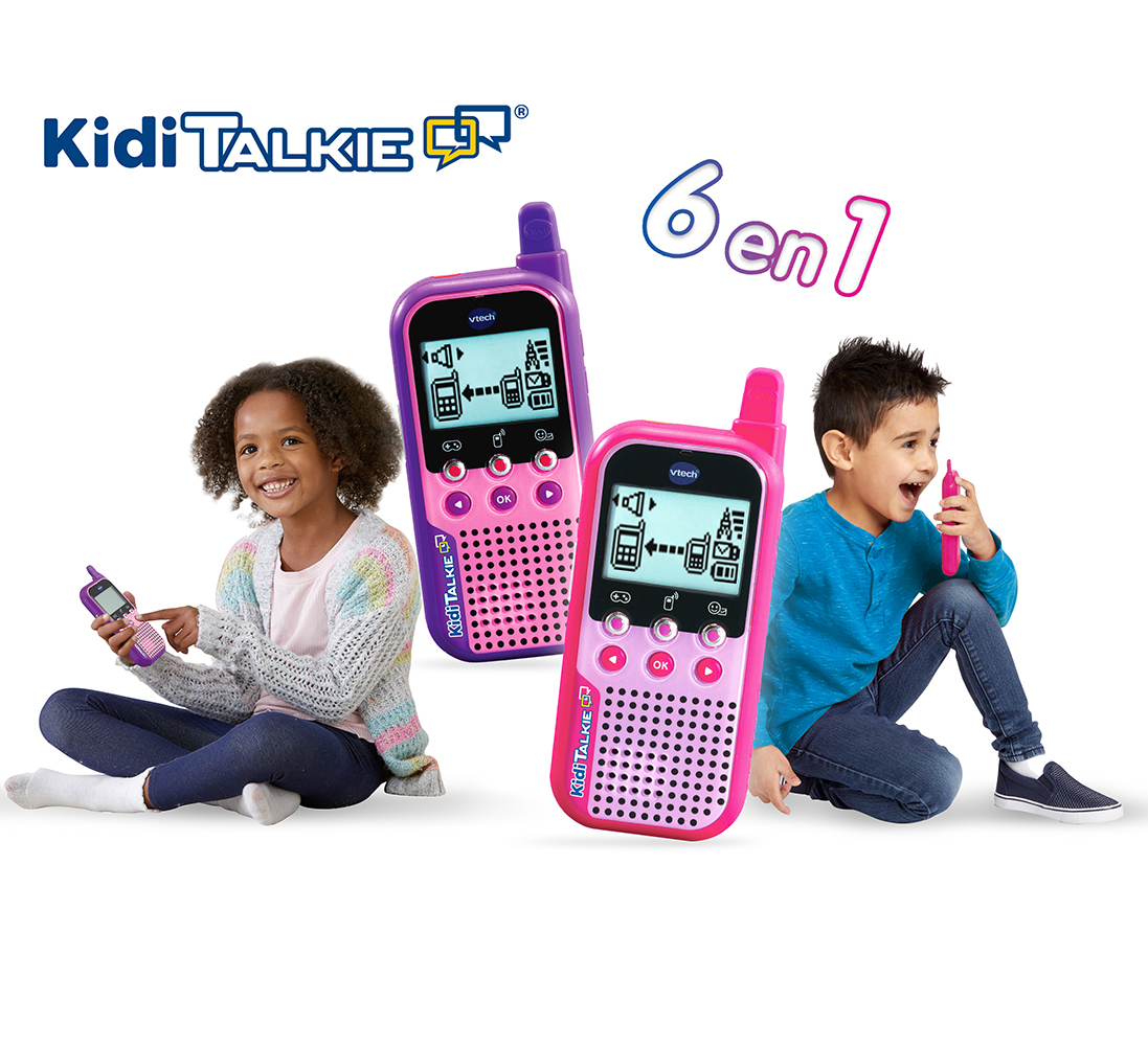 KidiTalkie 6 en 1 color rosa, Walkie-Talkie para niños, conversaciones  seguras y privadas para hablar a distancia VTech